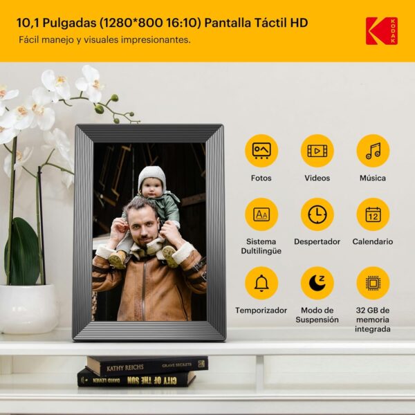 KODAK Marco de Fotos Digital WiFi 10.1 Pulgadas, Memoria Incorporada 32GB, Pantalla Táctil para HD 1280x800 IPS, Soporte Rotación Automática, Compartir Instantáneamente Fotos y Videos - Image 2