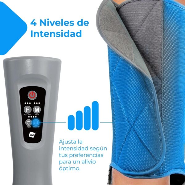 NK Masajeador de piernas, 6 Modos de masajes completos y parciales, 4 Niveles de Intensidad para cada modo, Temporizador con botones, Función Calor, Compresión de aire para relajación muscular - Image 4