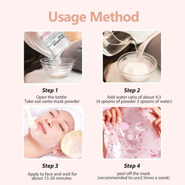 FOKIABIN Gel de Mascarilla en Polvo para Cuidado Facial Hidratante y Nutritivo, Mascarilla Peel Off de Gel para la Cara con Rosa Búlgara para el Cuidado de la Piel. - Image 4