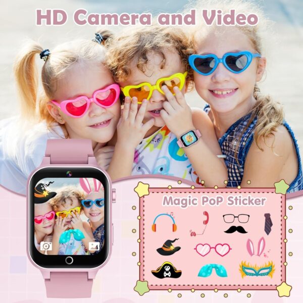 Ruopoem Reloj Inteligente Niño, Smartwatch Niños con 26 Juegos Cámara Música Vídeo Podómetro Audiolibro Despertador HD Pantalla Táctil, Reloj Niño Juguetes Regalos para Niños Niñas 4-12 - Image 4