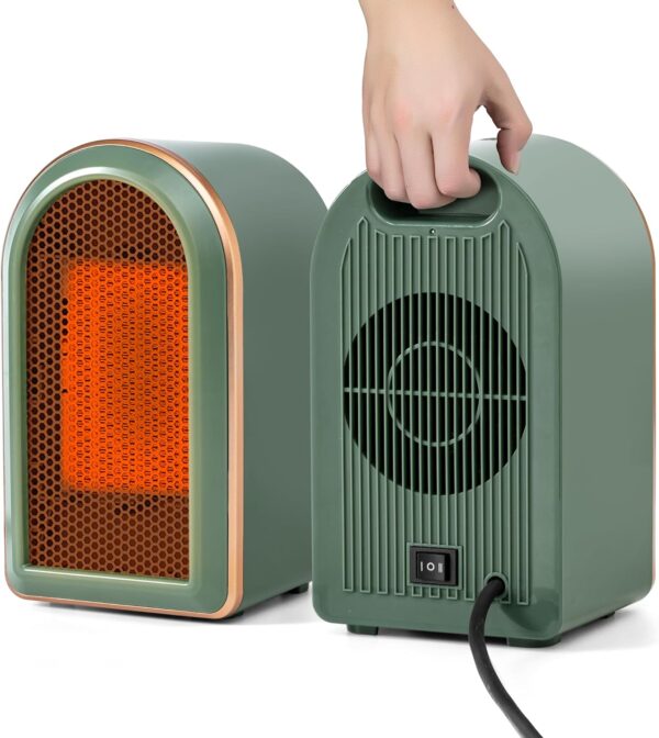 Calefactor electrico de aire caliente Bajo Consumo Portatil,Mini Calefactor Ceramico,Pequeño Calefactor Enchufe Silencioso 1200W/800W 2 Ajustes de Calor,Protección contra Sobrecalentamiento/Dumping