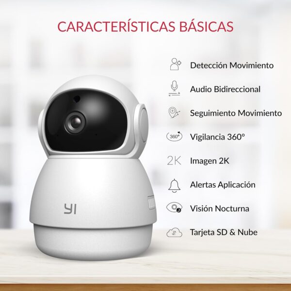 YI Camara de Vigilancia Interior Dome Guard 2K, PTZ 360° Camara WiFi 2.4Ghz, Camara IP con Detección de Movimiento, Visión Nocturna, Notificación en Tiempo Real, SD y Nube, Compatible Alexa & Google - Image 3