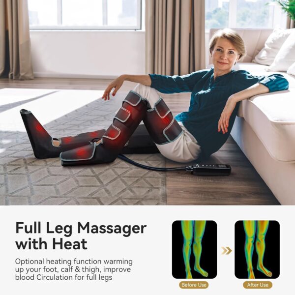 FIT KING Presoterapia Piernas con Calor, Masajeador de Piernas para el Dolor y la Circulación Botas Presoterapia para Edemas, Relajación Rápida Calienta toda la pierna y el pie - Image 2