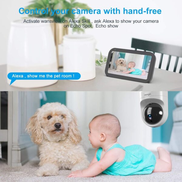 wansview Cámara IP WiFi, 2K Cámara Vigilancia WiFi con Visión Noturna Detección de Movimiento, Audio Bidireccional, Compatible con Alexa, Cámara de Seguridad Bebé Mascotas, Q6 - Image 7