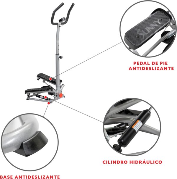 Sunny Health & Fitness Steppers para Hacer Ejercicio en casa, escalón de Escalera de bajo Impacto para Entrenamiento de Cuerpo Completo, Stepper Opcional con Bandas de Resistencia o Manillar - Image 4