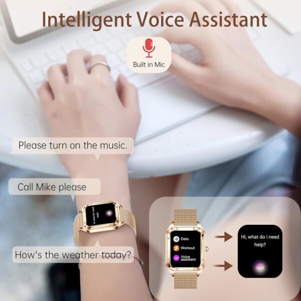 Colesma - Reloj inteligente para mujer, con asistente de voz, pantalla táctil HD de 1,59 pulgadas, reloj inteligente para mujer, rastreador de actividad con monitor de sueño para Android iOS - Image 3