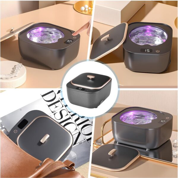 Limpiador ultrasónico de 48 Khz, dispositivo de limpieza dental ultrasónica de 250 ml, dispositivo de limpieza ultrasónica UV para prótesis dentales, alineadores, dispositivos de retención, joyas - Image 8