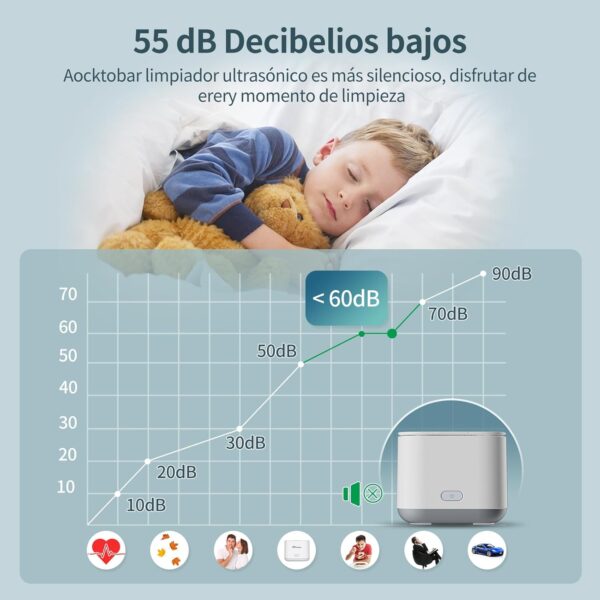 Limpiador Ultrasonidos Dental Limpieza, 43KHz Dental Pod Ultrasonic, Para Dentaduras Postizas, Alineadores, Retenedores, Cabezas de Cepillos de Dientes, Limpiador Ultrasónico Eficiente de 360°, 200ml - Image 9