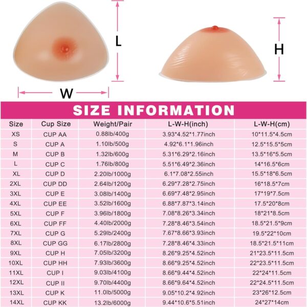 Vollence Un par de Formas de Senos de Silicona en Triángulo, Senos Falsos de Gel de Silicona para Prótesis de Mastectomía, Crossdressers, Inserciones Potenciadoras de Sujetador para Transgénero - Image 6
