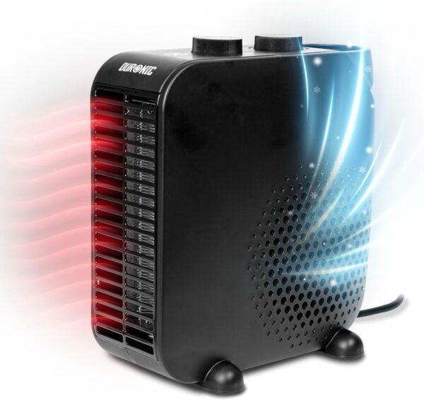Duronic HV21 Calefactor eléctrico 2000W | Termoventilador 2 Niveles potencia | Posición vertical u horizontal | Ventilador aire frío | Tamaño compacto | Protección sobrecalentamiento