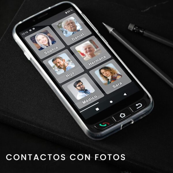 SPC Zeus 4G Pro + Carcasa | Smartphone fácil Uso Mayores | Iconos XXL, Botón SOS, Configuración remota | 5,5”, 4GB RAM, 64GB Memoria Interna, cámara 13MP, Android 11, Base de Carga, Negro - Image 4