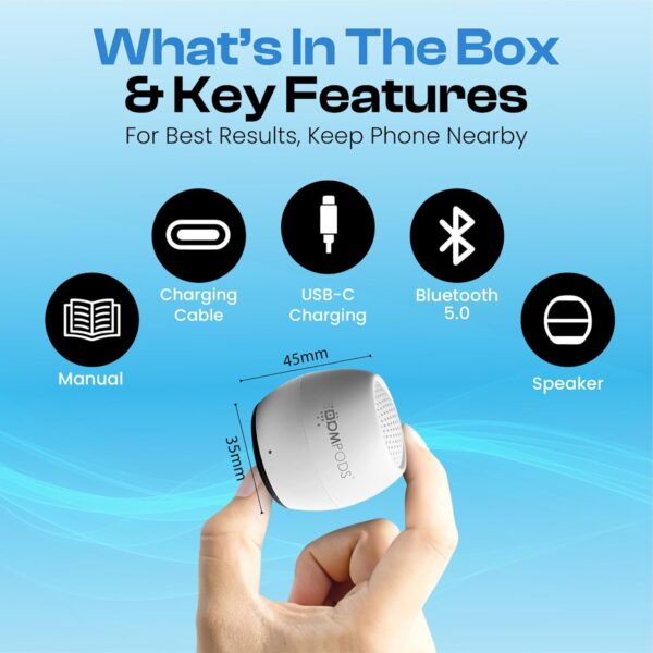 Boompods Zero Talk Mini Altavoz Bluetooth portátil con Amazon Alexa Integrado, Dispositivos Inteligentes, pequeño Altavoz inalámbrico Impermeable IPX6, 5 Horas de reproducción, micrófono para Ducha, - Image 6