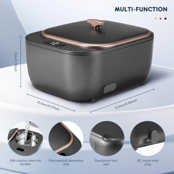 Limpiador ultrasónico de 48 Khz, dispositivo de limpieza dental ultrasónica de 250 ml, dispositivo de limpieza ultrasónica UV para prótesis dentales, alineadores, dispositivos de retención, joyas - Image 5