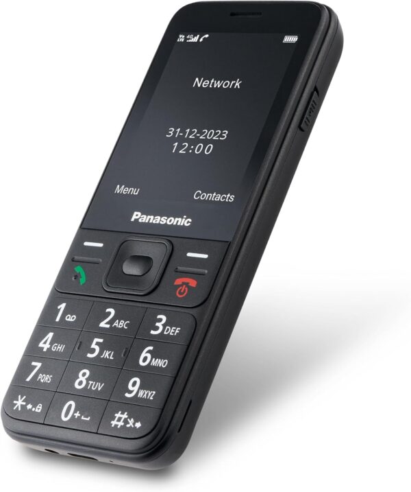 Panasonic KX-TF200 Teléfono Móvil, Doble Banda GSM 900/1800 MHz, LCD TFT en Color de 2,4", Cámara de 0,3 MP, MP3 y Radio FM, Batería Li-Ion de 1000 mAh, Para Audífonos, Tarjeta SIM única, Negro