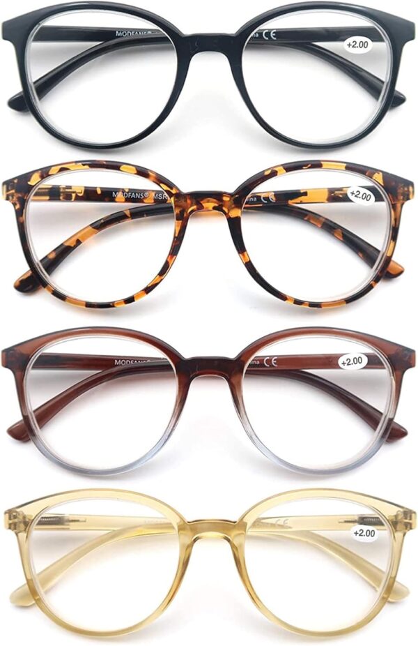 Un Pack de 4 Gafas de Lectura 1.5 /Gafas para Presbicia para Hombres y Mujeres,Buena Vision Ligeras Comodas,Vista de Cerca/Vista Cansada