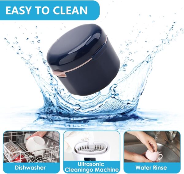 Caja para Dentaduras Postizas con Filtro y Cestillo, Contenedor de Ortodoncia en PP Ecológico, Funda para Aparato Dental, Higiene y Almacenamiento Eficaz (Azul) - Image 7