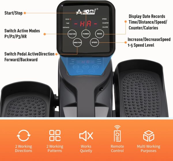 AOODIL Mini Eliptica, Máquina Elíptica Eléctrica de Velocidades Ajustables, Pedales Estaticos Personas Mayores, Pedaleador Electrico Portátil, Entrenador Elíptico para Mayores y Adultos - Image 4