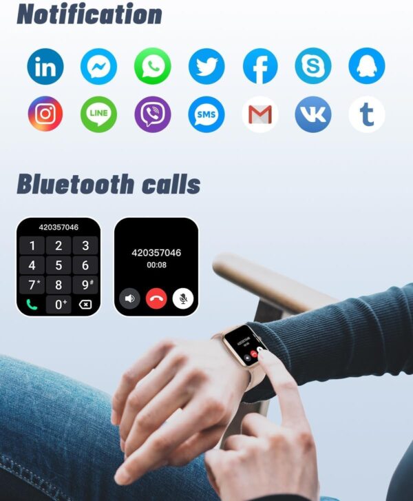GRV Smartwatch, Pulsera Actividad Inteligente IP68 Impermeable Reloj Inteligente Mujer Hombre con Pulsómetro Monitor de Sueño Podómetro Notificación de Mensajes Reloj Deportivo (Rosa) - Image 2