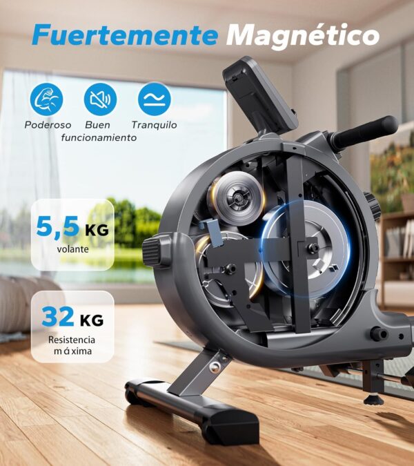MERACH Maquina de Remo para Casa, 16 Niveles de Resistencia Magnética Máquina de Remo, Actualizar a Rieles Dobles, Ultrasilencioso y Estable, Carga Máxima 160kg, Almacenaje Vertical, Ahorra Espacio - Image 2