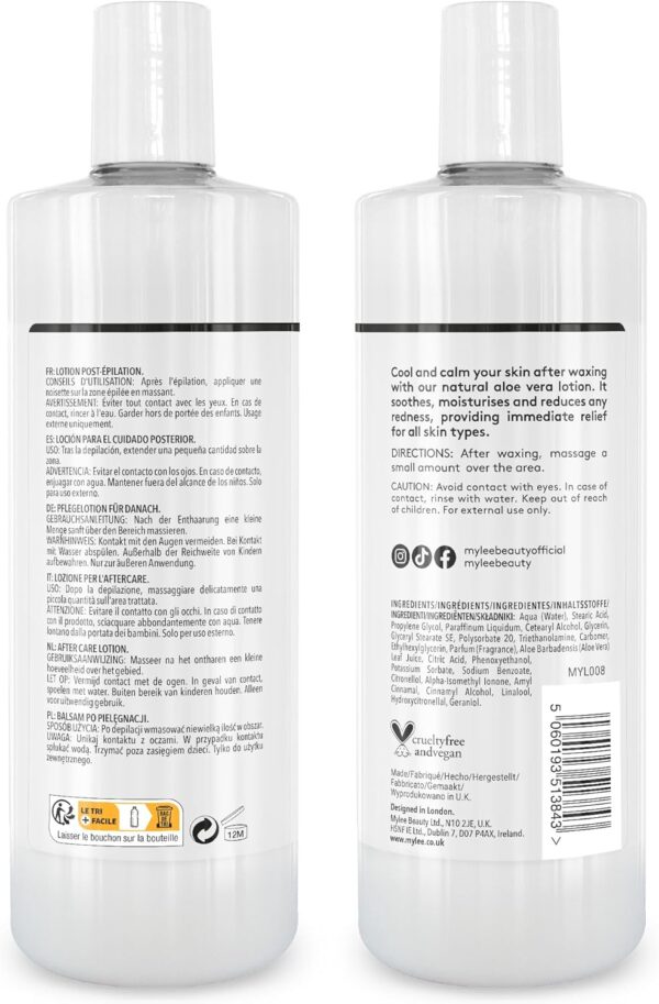 Mylee MYL008 - Crema Hidratante para Piel para Despues del Depilado, Relajante de Aloe Enriquecido, 500ml… - Image 8