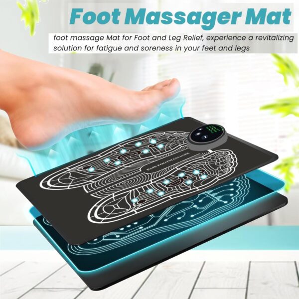 EMS Masajeador de Pies Eléctrico,con Tecnologia EMS para Circulación y Relajación Electromagnético,Alfombra para Masajear los Pies, Foot Massager Portatil,8 modos 19 frecuencias ajustables - Image 3