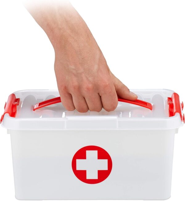Relaxdays Caja Medicamentos para Botiquín de Primeros Auxilios y Medicinas, Plástico, 14,5 x 30 x 21 cm, Blanco - Image 7