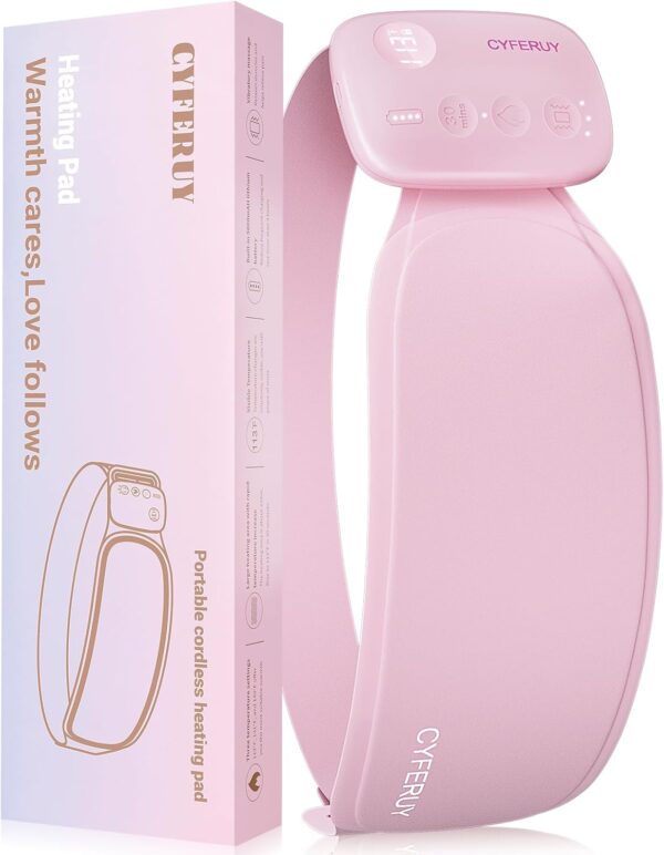 FUCEORUY Manta Electrica Lumbar Portátiles, Almohadilla Térmica Menstrual Recargable 5000 Mah con 3 Niveles de Temperatura 3 Modos de Masaje, Regalos para Niñas y Mujeres