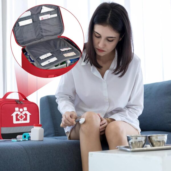 Bolsa de medicamentos, 2 piezas bolsa de medicamentos, bolsa de primeros auxilios impermeable, bolsa de emergencia médica de gran capacidad, bolsa de almacenamiento vacía para la escuela, viajes, - Image 6