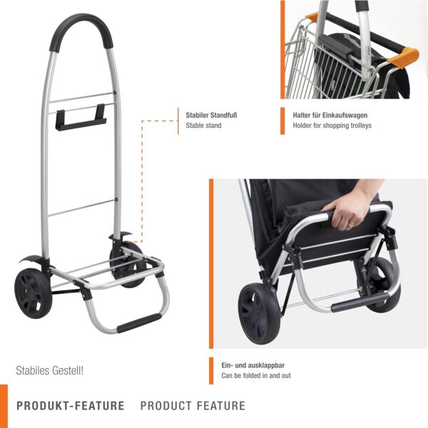 Meister - Carrito de la compra, 54 L, con compartimento refrigerador, bolsa extraíble y resistente a la lluvia, colgador para el carro de la compra, carrito plegable, 6816800 - Image 8