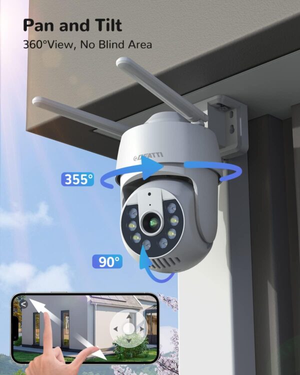 DEATTI Camara de Vigilancia WiFi Exterior, 2K Cámara IP PTZ para Exterior, CloudEdge App, Audio Bidireccional, Detector de Movimiento, Visión Nocturna, IP66, Soporta Tarjeta SD de 128G (No Incluido) - Image 3