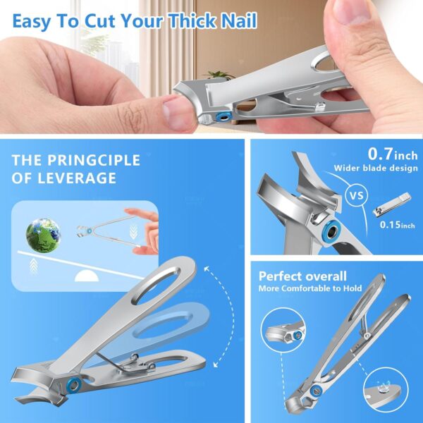 Cortauñas Profesional de Hoja inclinada a 45° para uñas encarnadas gruesas, Ergonomía Cortauñas Set Afiladas para personas mayores Hombre Adult, Cortauñas Manicura para las uñas y las uñas de los pies - Image 6