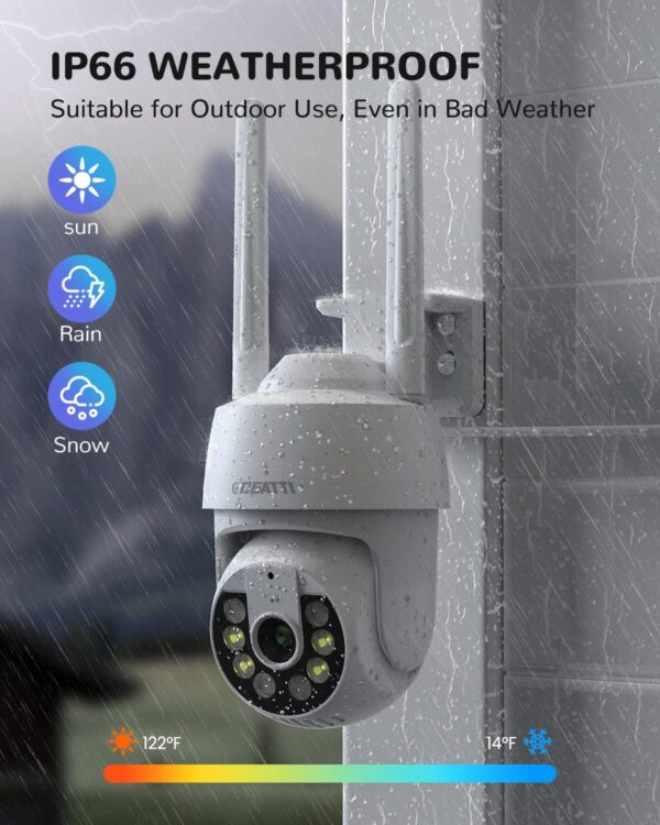 DEATTI Camara de Vigilancia WiFi Exterior, 2K Cámara IP PTZ para Exterior, CloudEdge App, Audio Bidireccional, Detector de Movimiento, Visión Nocturna, IP66, Soporta Tarjeta SD de 128G (No Incluido) - Image 8