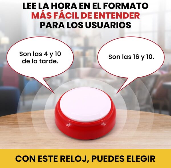 Reloj Parlante - Formatos de 12 ó 24 Horas - Para Ancianos, Personas Con Discapacidad Visual, Ciegos, Alzheimer - Despertador Con Alarma Sin Luz, Voz En Español - Image 3