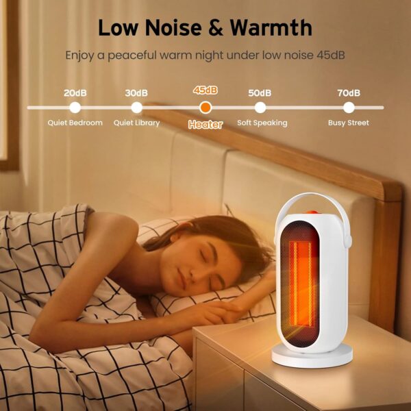 Calefacción eléctrica PTC, calentador de ventilador eléctrico, 1500 W, calefacción adicional, 90 °, oscilación, 3 modos, portátil de ahorro de energía, para sala de estar, dormitorio y oficina - Image 5