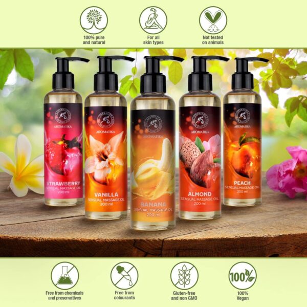 Aceite de Masaje Sensual de Plátano - Banana 200ml - con Aceite de Semilla de uva y Aceite de Almendras - Cosméticos Naturales - Aceite de Masaje - Aceite de Masaje y Relajación - Image 5