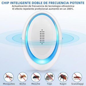 Repelente Ultrasónico de Plagas, 6 Pack Antimosquitos Electrónico Ultrasónico...