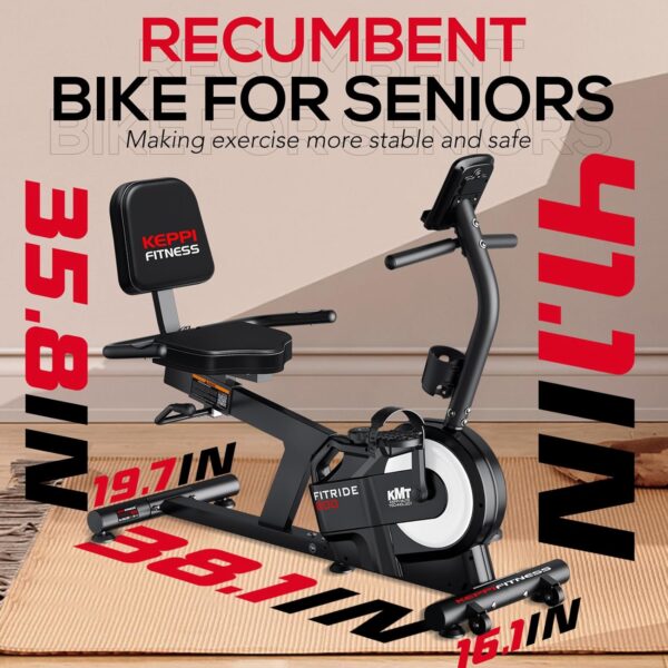 KeppiFitness - Bicicleta estática reclinada para adultos con resistencia magnética, bicicleta estática para el hogar con capacidad de 380 libras, bicicletas estacionarias cardiovasculares para - Image 7