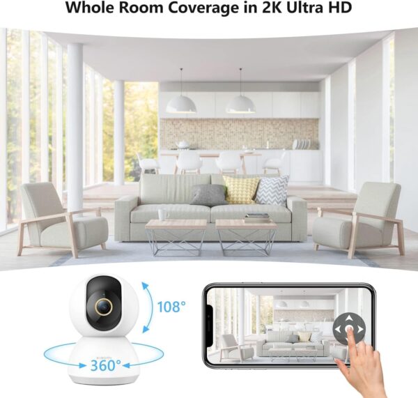 Xiaomi Smart Camera C300 | Cámara de vigilancia Interior con WiFi 360º | Cámara de Seguridad sin Cable con Resolución 2K | Cámara para Interior con Detección del Movimiento y Visión Nocturna - Image 2