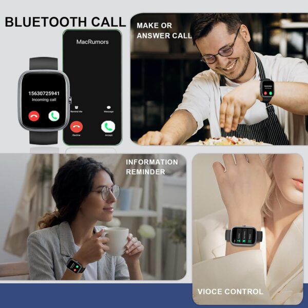 Reloj Inteligente Hombre Mujer, 1.91" HD Smartwatch con Llamadas Bluetooth, Podómetro/Pulsómetro/SpO2/Monitor de Sueño, IP68 Pulsera Actividad con 100+ Modos Deportivos, Smart Watch para Android iOS - Image 3