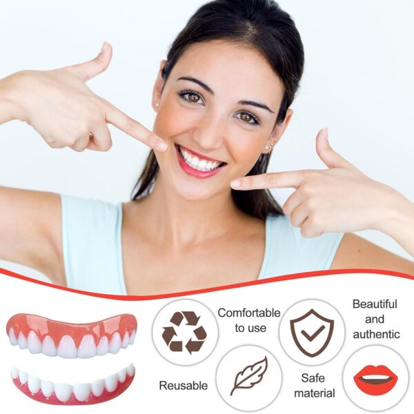 Dientes de Carillas Cosméticas, Dentaduras Postizas Instantáneas, Dentaduras Temporales, Postizos de Superior E Inferior Dientes, Sonrisa Dientes Prótesis Chapa,Mandíbula Superior y Mandíbula Inferior - Image 5