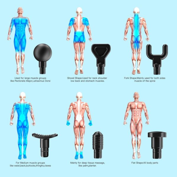 AERLANG Pistola de Masaje Muscular, Pistola Masajeadora Muscular Eléctrica Masajeador de Músculos de,Seis Cabezales Ajustables Diferentes Para,Opción de 20 Velocidades-Regalos para mujeres y hombres - Image 4