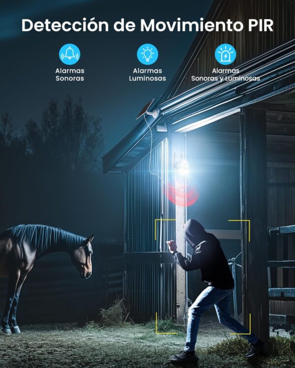 ieGeek 4G/3G LTE Cámara de Vigilancia Solar Inalámbrica, Soporte para Cambiar Tarjeta SIM, con Batería de 10000mAh, Visión Nocturna en Color 2K 3MP, PTZ 350°&90°, Detección Humana PIR - Image 5