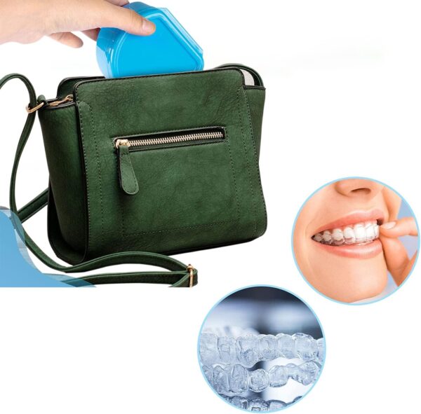 Caja para dentaduras postizas, Caja de almacenamiento para dentaduras postizas, Recipiente para limpieza de dentaduras postizas, con cepillo de dientes falso, para el cuidado de la dentadura postiza - Image 5