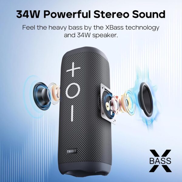 Tribit StormBox 2 Altavoz Bluetooth con Sonido Envolvente de 360°. con 34 W, tecnología XBass, Resistencia al Agua IPX7, Bluetooth 5.3 y emparejamiento TWS Ideal para Exteriores - Image 4
