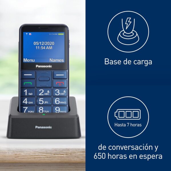 Panasonic KX-TU155EXCN Teléfono Móvil para Personas Mayores (Botón de emergencia SOS, Compatible con audífonos, Función de linterna, Botones grandes fácil uso, Pantalla a color de 2.3 pulgadas), Azul - Image 5