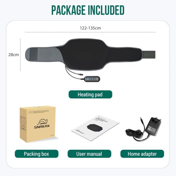Snailax Cinturón calefactor para espalda cuello abdomen, cinturón calefactor eléctrico con masaje por vibración, cinturón calefactor portátil con desconexión automática, regalos para mujeres, hombres - Image 9