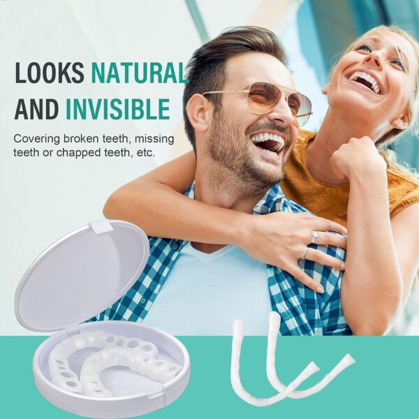2 Pares Prótesis Dientes falsos, Blanqueamiento Dentaduras Dentaduras Prótesis Dientes falsos,Carillas Dientes Falsos Arriba y Abajo Blanqueamiento Dentaduras para Dientes Malos - Image 4