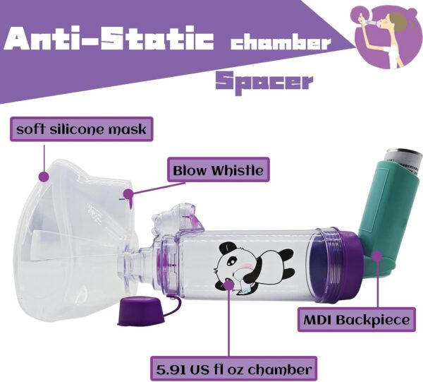 Cámara de inhalación con máscara, incluye estuche de transporte, espaciador de inhalador Aerochamber con máscara compatible con estuche de viaje (para adultos) - Image 3