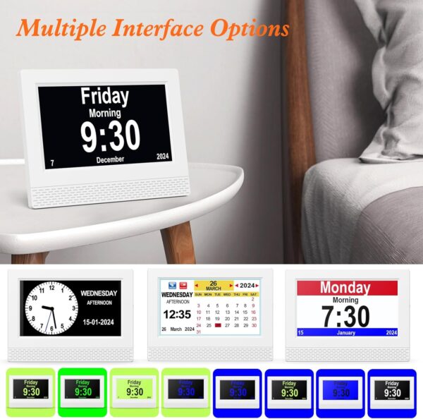 SENXINGYAN 7" LCD Reloj Digital Calendario con Fecha, Calendario Reloj con Fecha, día y Hora | Reloj Alzheimer | Reloj para Adultos Mayores, Es un Regalo para Los Padres (Negro) - Image 3