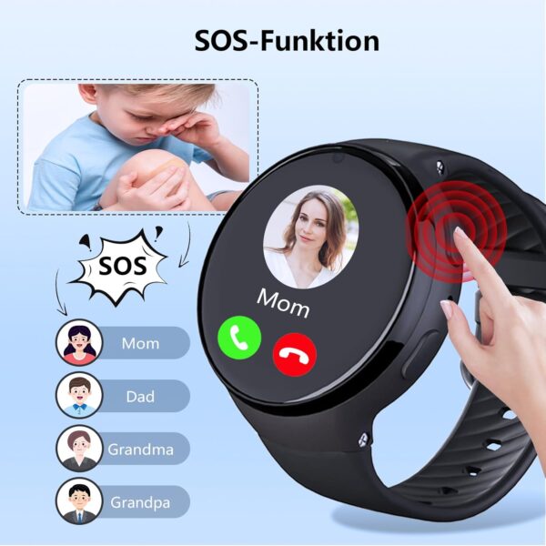 PTHTECHUS Reloj Inteligente Niños GPS, Smartwatch Niña 4G con Llamada Telefónica, WiFi, Videollamada, SOS, Chat Función, Pantalla Táctil HD Reloj Inteligente para Niños y Niñas de 5 a 15 Años - Image 5
